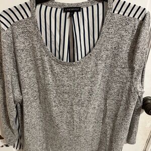Lane Bryant Gray and White Striped Blouse